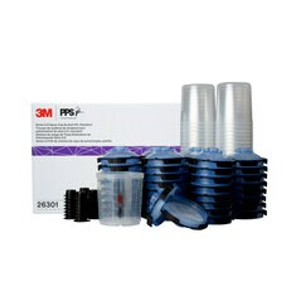 3M PPS Series 2.0 Spray Cup System Kit 26301, Standard (22 fl oz, 650
mL), 125 Micron Filter, 1 Kit/Case