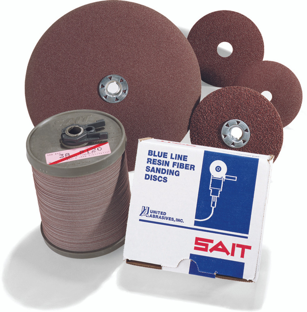 Aluminum Oxide Fiber Discs,3A Aluminum Oxide with Grinding Aid High Performance Fiber Disc for Stainless and Aluminum,  SAIT-LOK Quick Change 5/8-11 Hub 50151