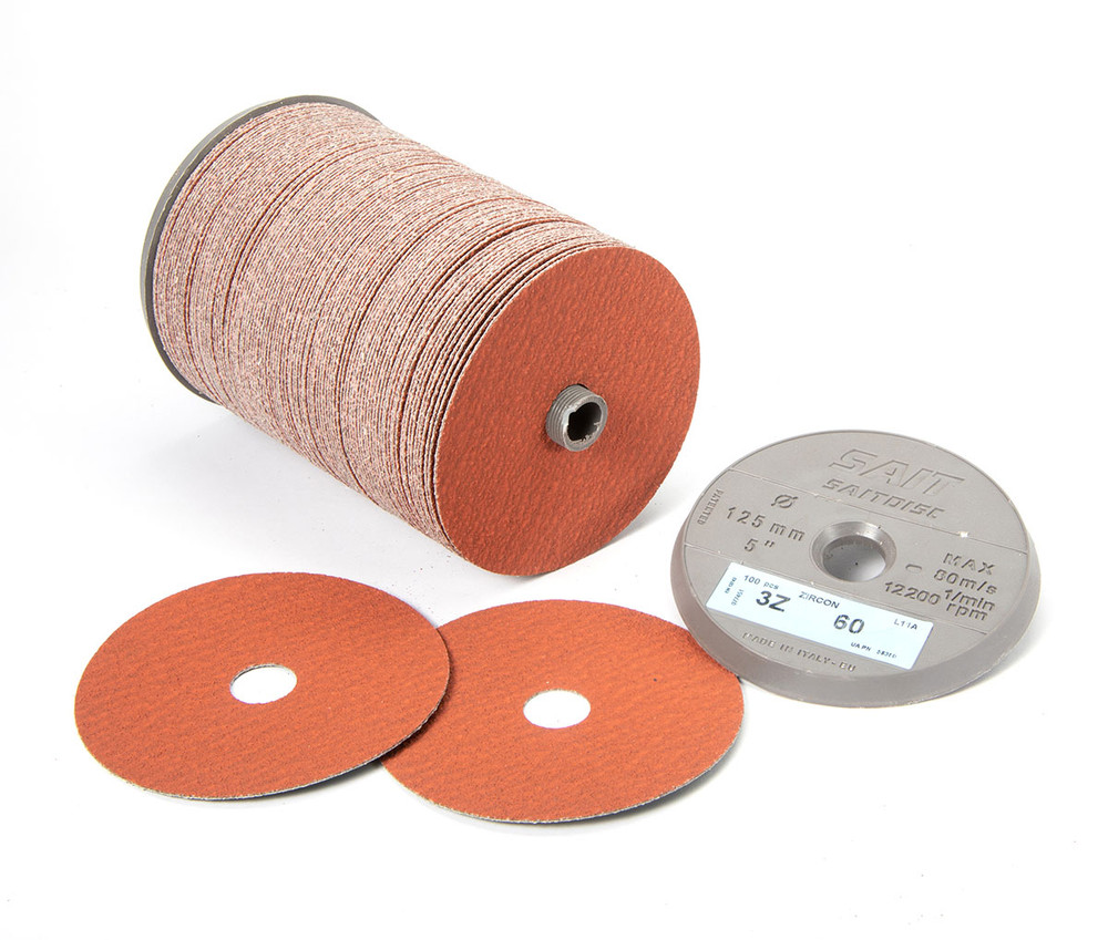 Zirconium Fiber Discs,3Z  Zirconium with Grinding Aid High Performance Fiber Disc for Stainless and Aluminum,  SAIT-LOK Quick Change 5/8-11 Hub 50190