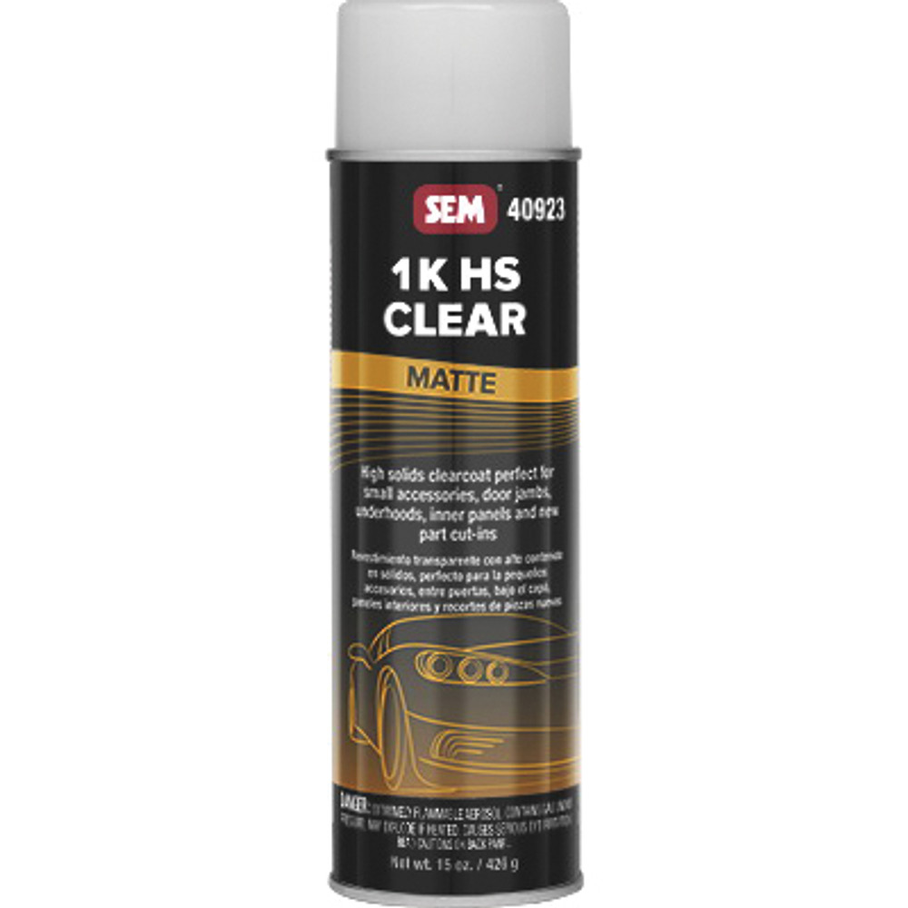 SEM 1K HS CLEAR 40923 1K High Solid Clearcoat, Matte, Clear, 60.73 % VOC, 23.4 sq-ft Coverage Area, 20 oz