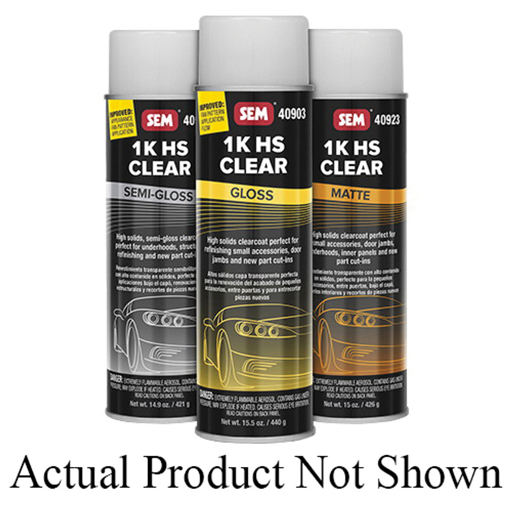 SEM 1K HS CLEAR 40913 1K High Solid Clearcoat, Semi-Gloss, Clear, 77.93 % VOC, 23.4 sq-ft Coverage Area, 20 oz