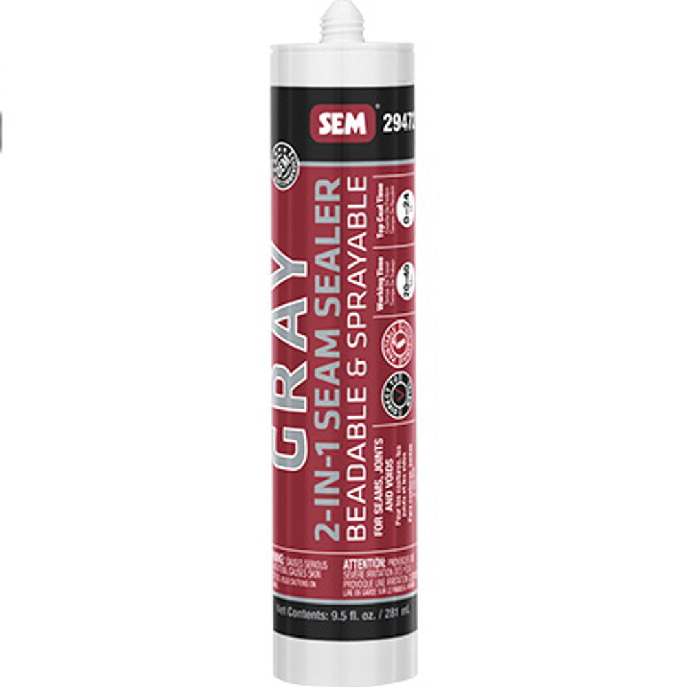 SEM 2940 Series 29472 2-in-1 Seam Sealer, 9.5 oz, Tube, Liquid, Gray, Characteristic