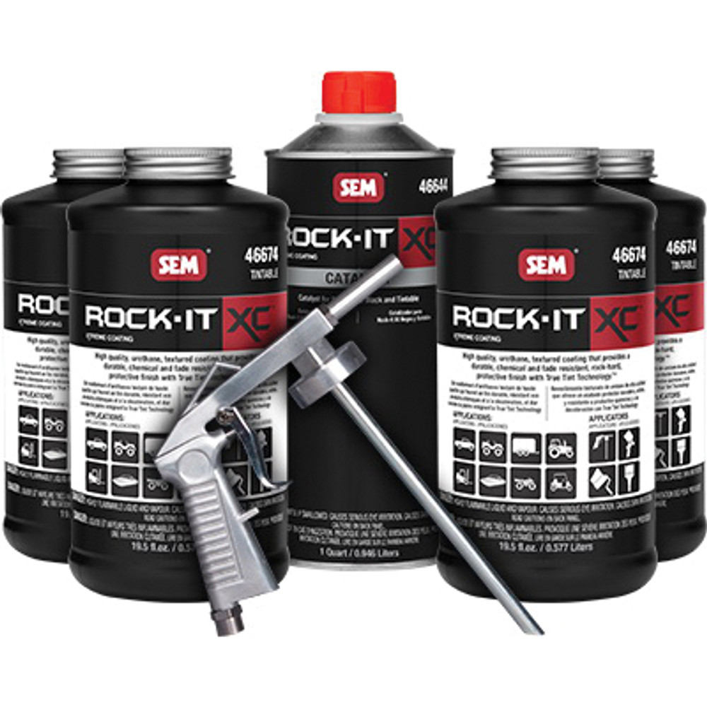 ROCK-IT XC 46670 Protective Coating Kit, Gray Opaque, Tint, Brush, Economy Coating Gun, HVLP Gun, Roller Application