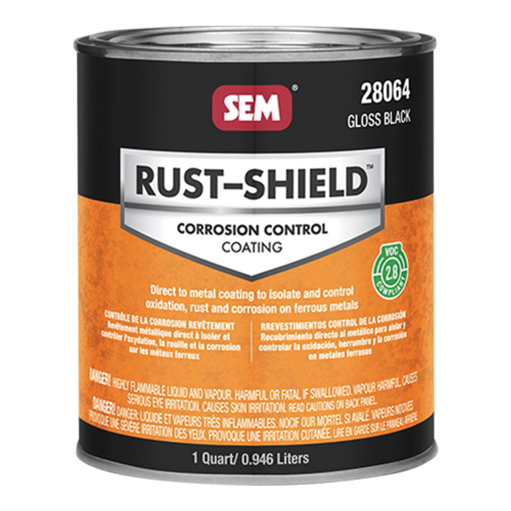 RUST SHIELD 2800 Series 28064 Rust Prevention Coat, Gloss, Black, 24 to 48 hr Curing, 250 sq-ft Coverage Area, 1 qt