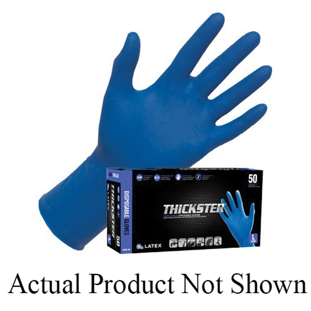 SAS Safety Corp THICKSTER 6603-20 Examination-Grade Disposable Gloves, L, 12 in L, Beaded Cuff, Latex Glove