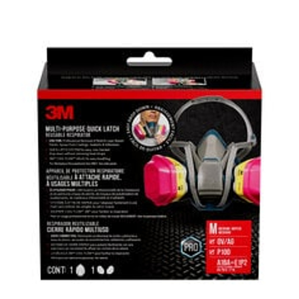 3M Multi-Purpose Reusable Respirator 63023H1-DC, OV/AG/P100, Large, 1-Facepiece and 1-Pair of 60923 Cartridges/Filters