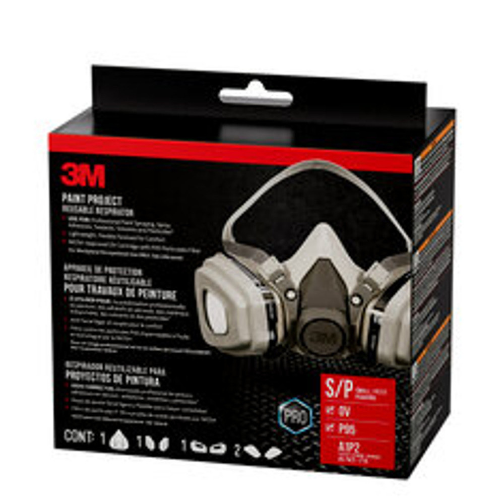 3M Odor/Particulate Multipurpose Reusable Respirator 65021H1-DC, OV/P100, Mdm, 1-Fcpc and 1-pr of 60921 Crtrdg/Fltr