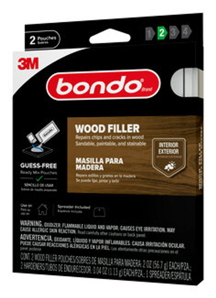 Bondo Wood Filler WF-2PK-ES, Ready Mix Pouches, 2 oz, 6/Case