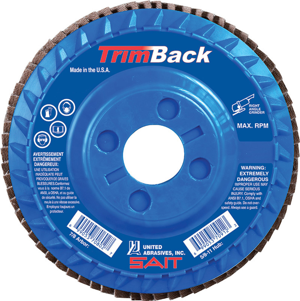 TrimBack Flap Discs,TrimBack Type 29 Regular Density Flap Disc, 7/8 Arbor - No Hub 70800