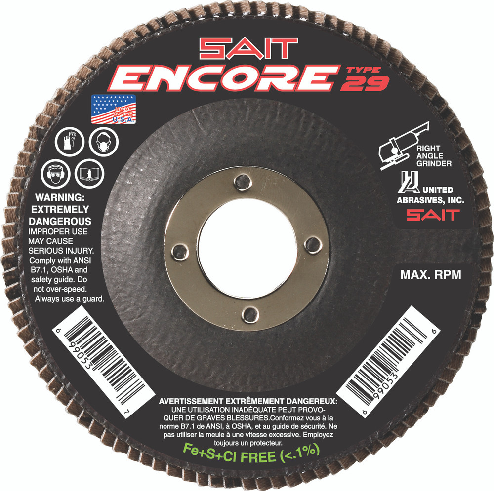 Regular Density Discs - Fiberglass Backing,Encore   Type 29 Regular Density Flap Disc,  7/8 Arbor - No Hub 71251