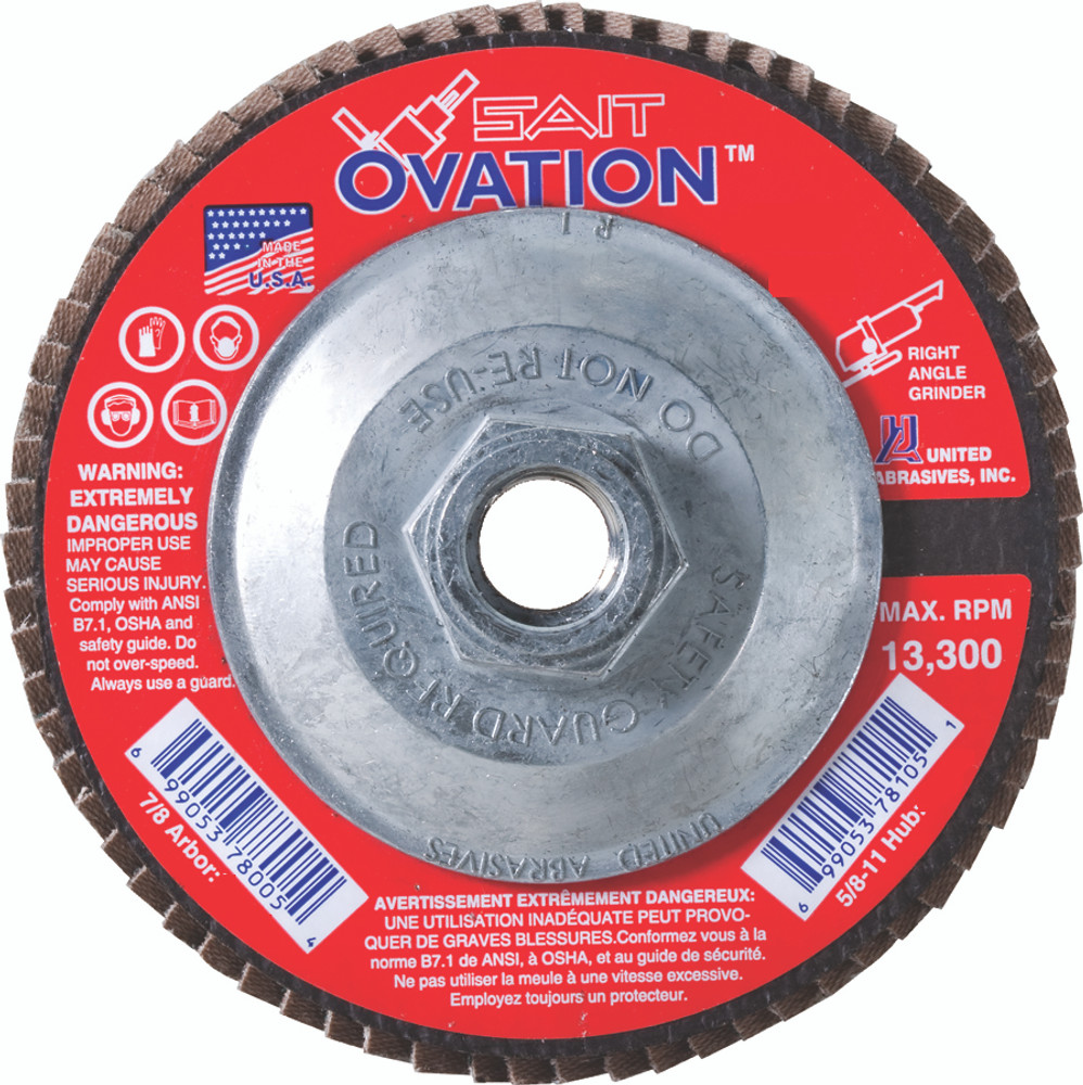 High Density Discs - Fiberglass Backing,Ovation? High Density Flap Disc - Type 27,  5/8-11 Hub 78136