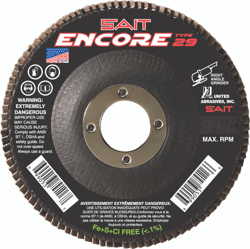 Regular Density Discs - Fiberglass Backing,Encore   Type 29 Regular Density Flap Disc,  7/8 Arbor - No Hub 79105