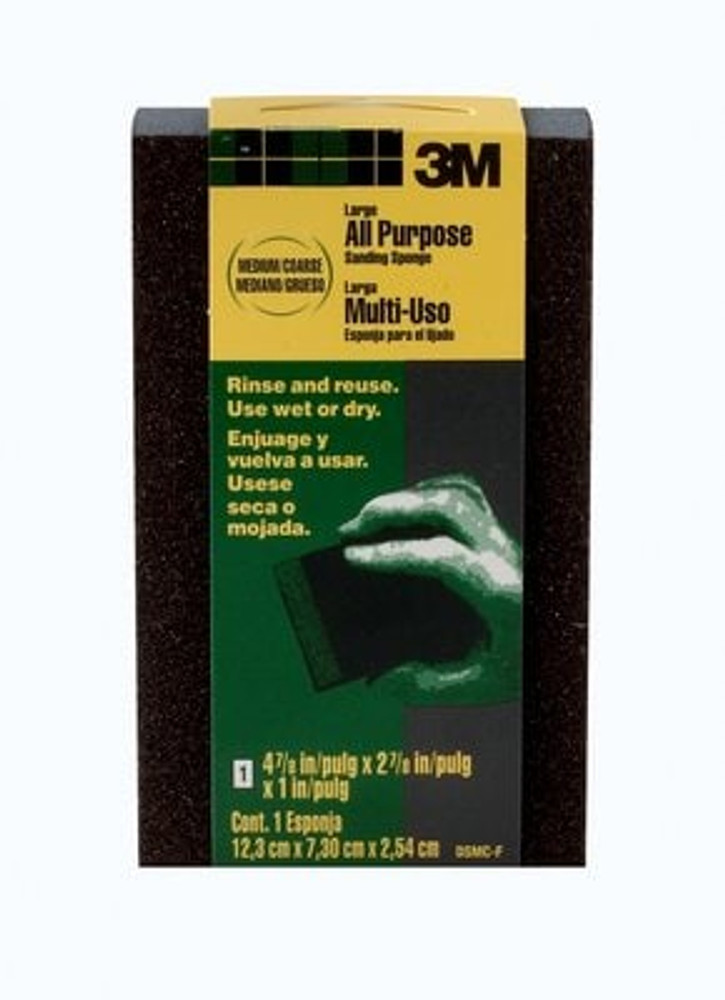 3M General Purpose Sanding Sponge DSMC-ESF-10, 2 7/8 in x 4 7/8 in x 1 in, Dual Grit, Medium/Coarse, 10 each/case 7068 Industrial 3M Products &