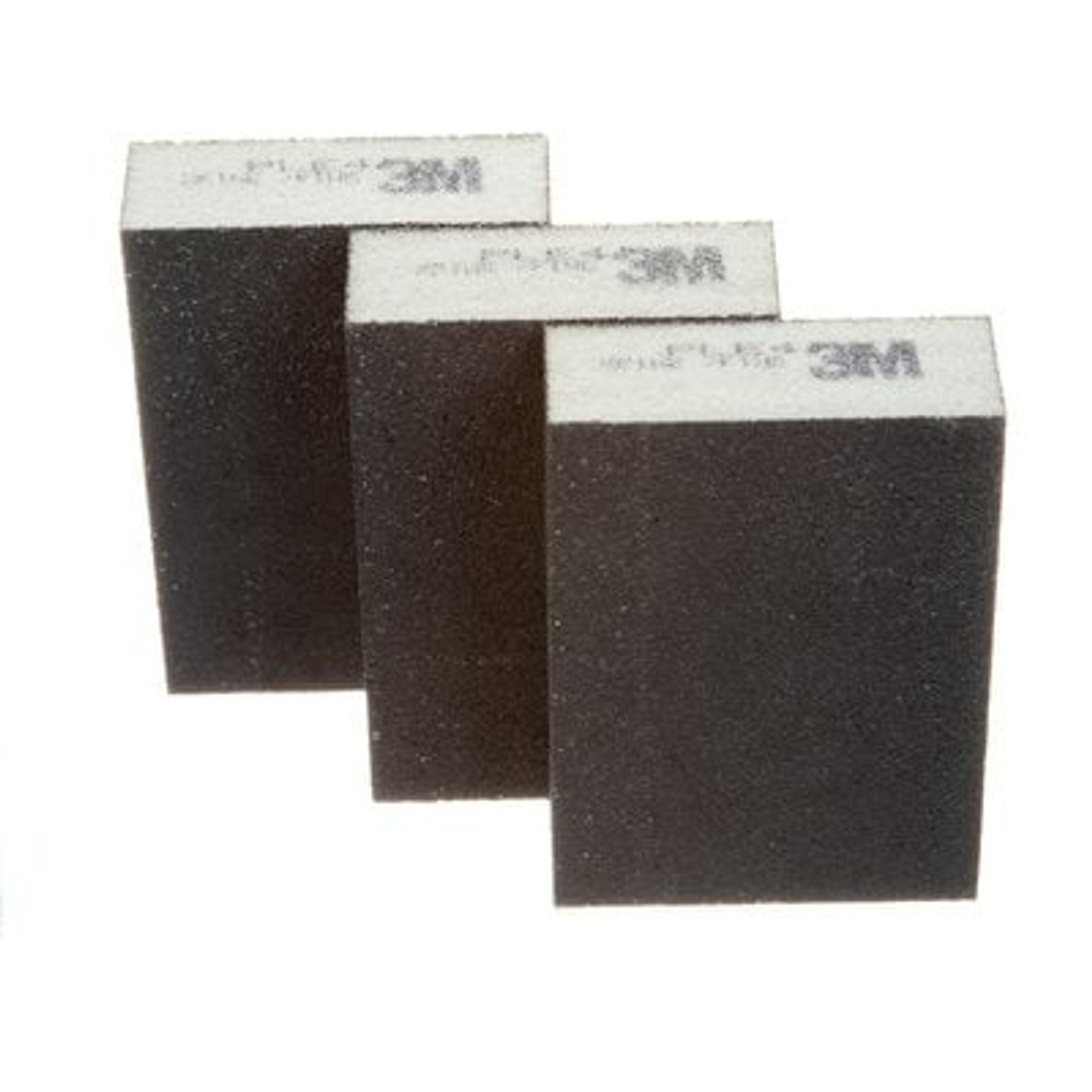 3M General Purpose Sanding Sponge 909NA-3P-CC, 3 3/4 in x 2 5/8 in x 1 in, Dual Grit, Medium/Coarse, 3 sponges/pack, 6 packs/case 90267 Industrial 3M