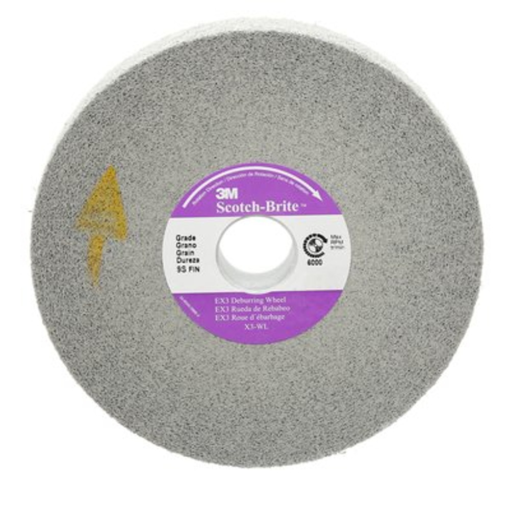 Scotch-Brite EX3 Deburring Wheel, X3-WL, FIN, 6 in x 1/2 in x 1 in (15.24 cm x 1.27 cm x 2.54 cm)