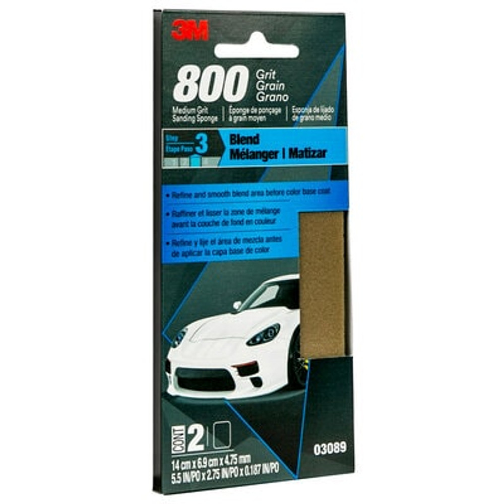 3M Medium Grit Sanding Sponge 03089, 12/Case