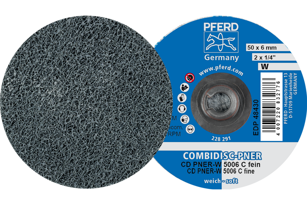 PFERD COMBIDISC® Unitized Disc, 2" Dia, Type CD, Fine, Soft, 2SF, Silicon carbide