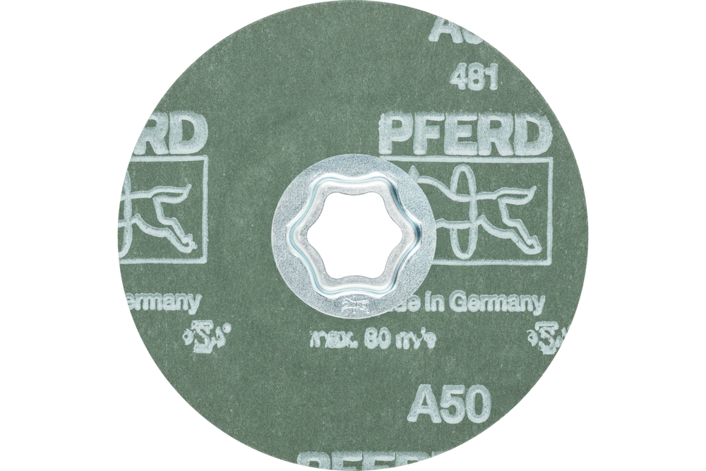 PFERD COMBICLICK® Fiber Disc, 4-1/2" Dia, 50 Grit, Aluminum oxide