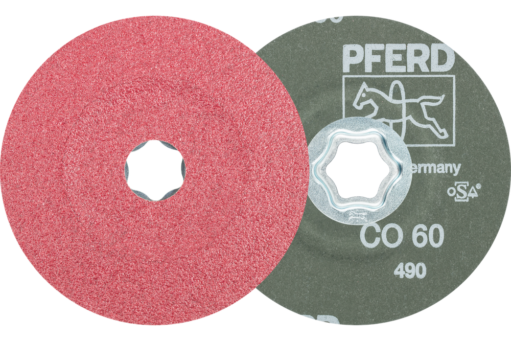 PFERD COMBICLICK® Fiber Disc, 4-1/2" Dia, 60 Grit, Ceramic oxide