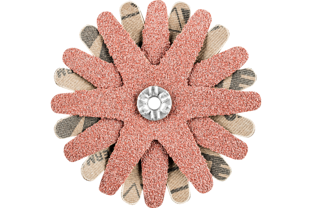 PFERD POLISTAR-TUBE Abrasive Star, 2-3/4" dia, 4 Layers, 4mm Bore, 60 Grit, Aluminum oxide