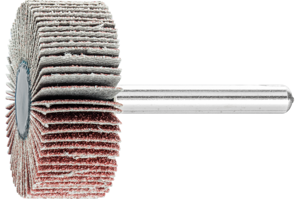 PFERD Mounted Flap Wheel, 1-1/2" x 1/2, 60 Grit, 1/4" Shank, Aluminum oxide