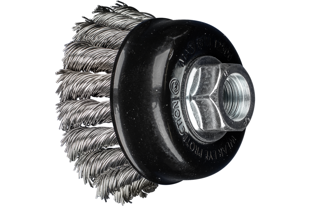 PFERD Knot Wire Cup Brush PSF 2-3/4" Dia. .020 Stainless Steel 5/8-11" Thread, 10 Pack