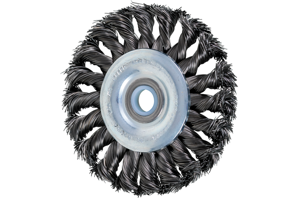 PFERD 3-1/4" Standard Twist Knot Wheel - .014 CS Wire, 1/2-3/8" A.H.