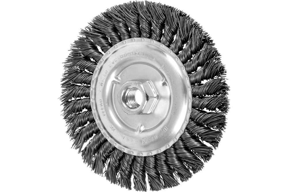 PFERD Standard Twist Knot Wire Wheel Brush 6" Dia. .023 Carbon Steel 5/8-11" Thread