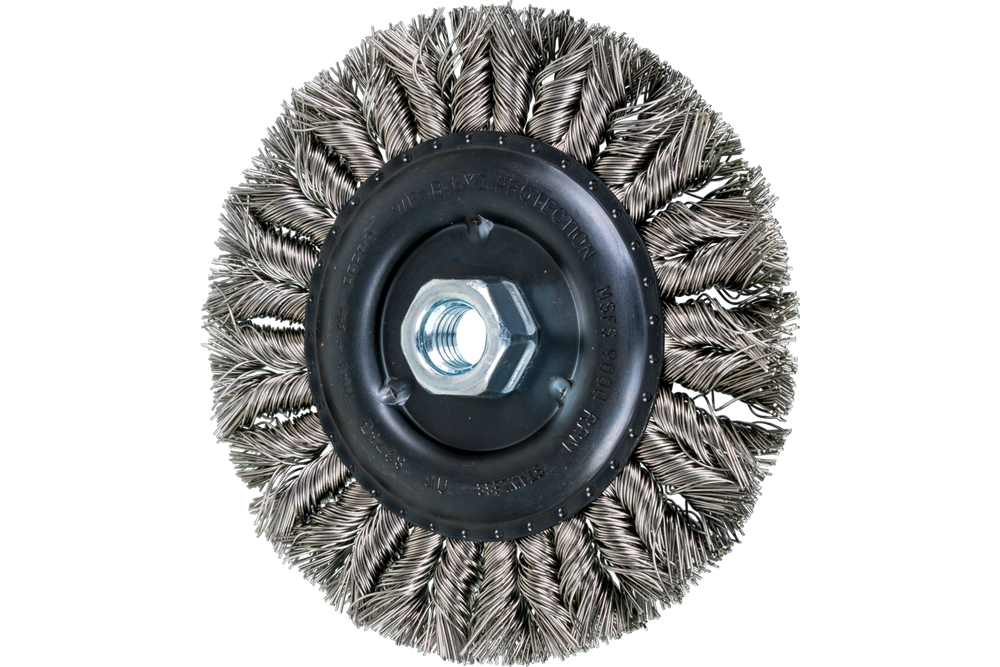 PFERD COMBITWIST® Knot Wheel Brush 6" Dia. .023 Stainless Steel 5/8-11" Thread