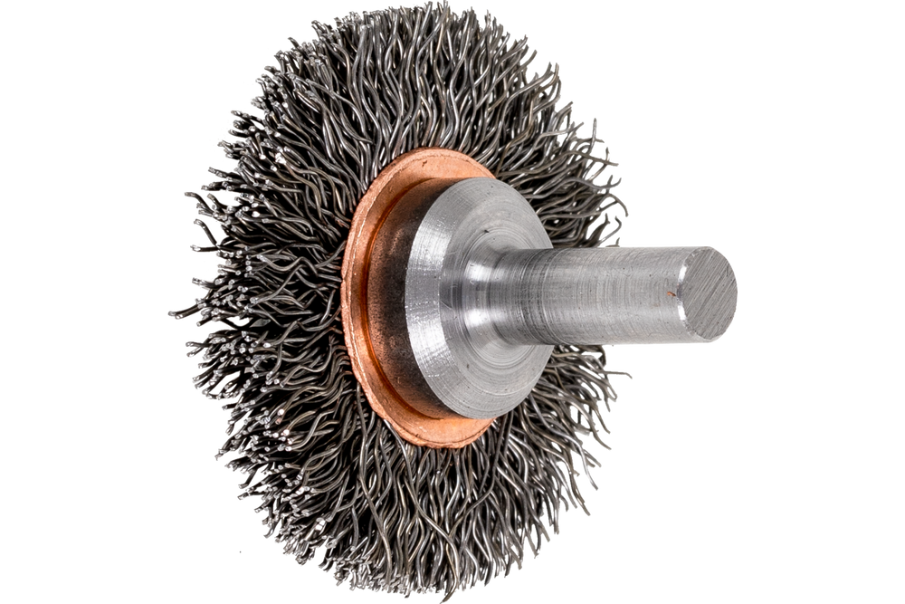 PFERD Crimped Wire Wheel Brush 1-1/2" Dia. .012 Carbon Steel 1/4" Shank