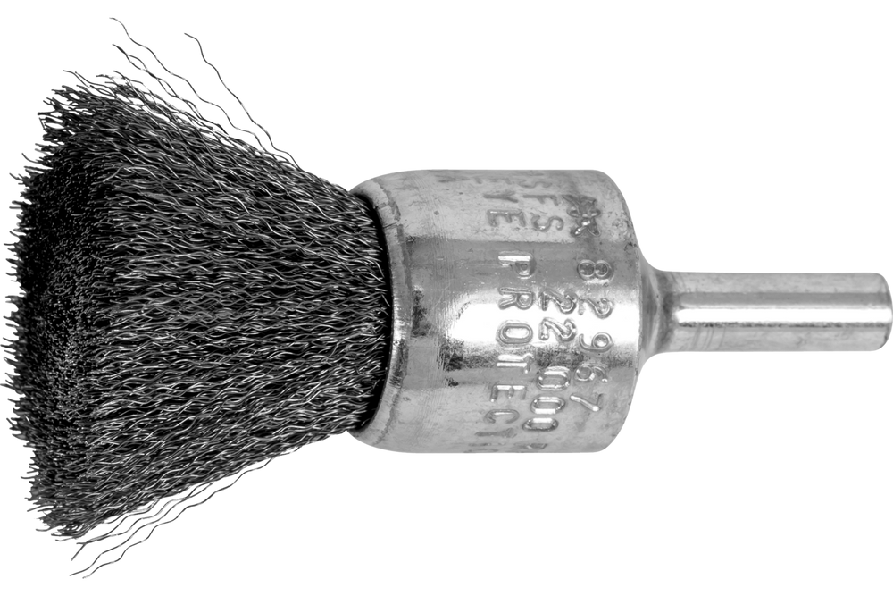 PFERD Crimped Wire End Brush 3/4" Dia. .006 Carbon Steel 1/4" Shank