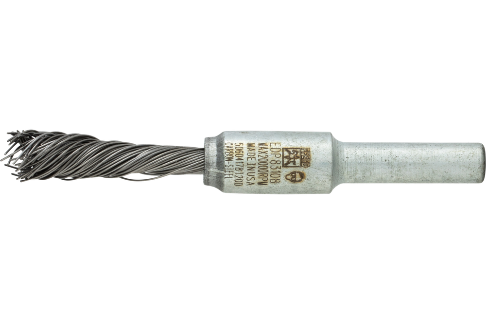 PFERD SINGLETWIST® Knot End Brush 1/4" Dia. Flared Cup .014 Carbon Steel 1/4" Shank