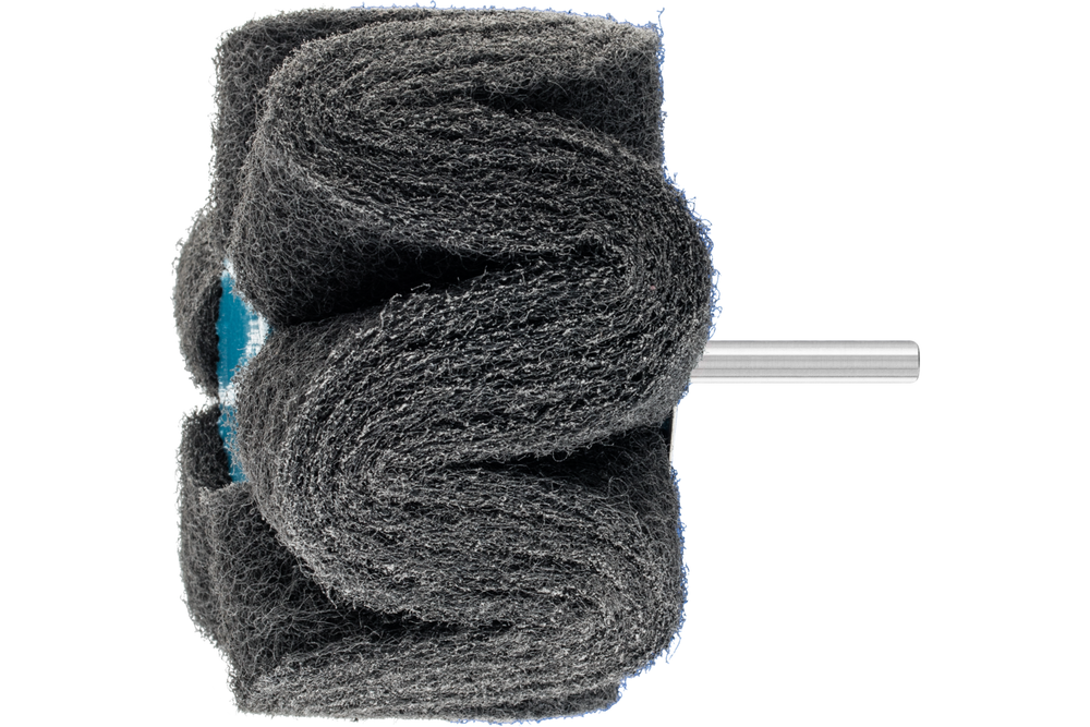 PFERD POLINOX® Mounted Flap Wheel, 4" x 2, 280 Grit, Corrugated, 1/4"Shank, Silicon carbide