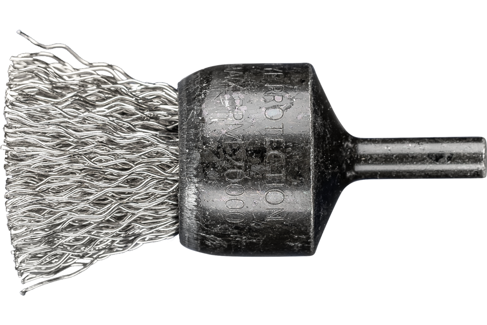PFERD Crimped Wire End Brush PSF 1" Dia. .020 Stainless Steel 1/4" Shank