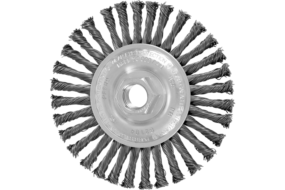 PFERD Stringer Bead Wheel Brush 4-1/2" Dia .020 Carbon Steel 5/8-11" Thread  Retail