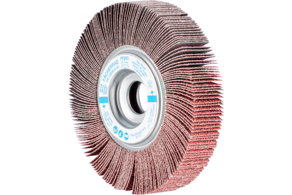 PFERD Unmounted Flap Wheel, 6" x 1-1/2, 1" Arbor, 40 Grit, Aluminum oxide