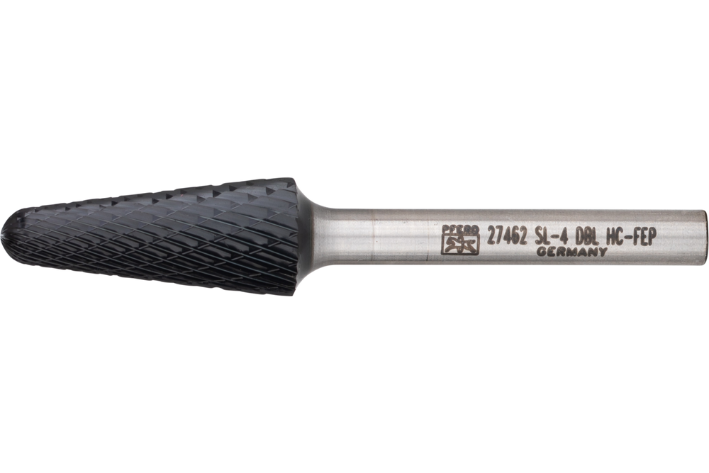 PFERD HICOAT® Carbide Bur SL-4 14º Taper Double Cut 1/2" x 1-1/8" x 1/4" Shank