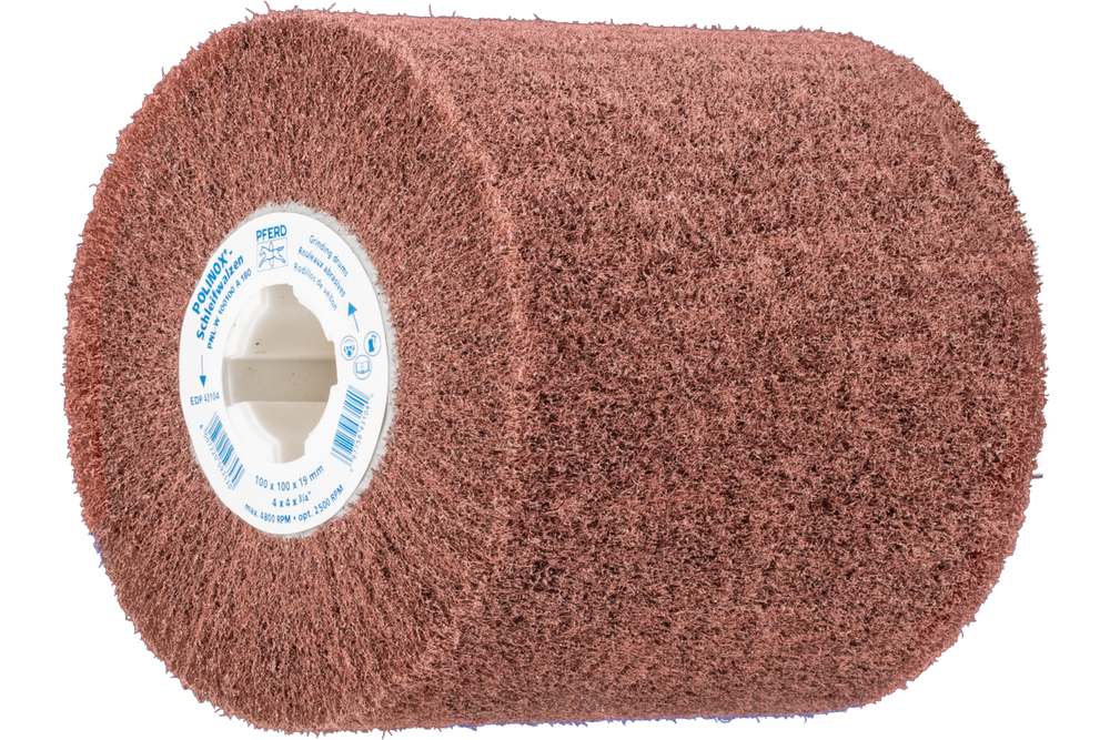 PFERD POLINOX® Non-Woven Finishing Drum, 4" x 4, 3/4" Keyed AH, Radial, 180 Grit, AO