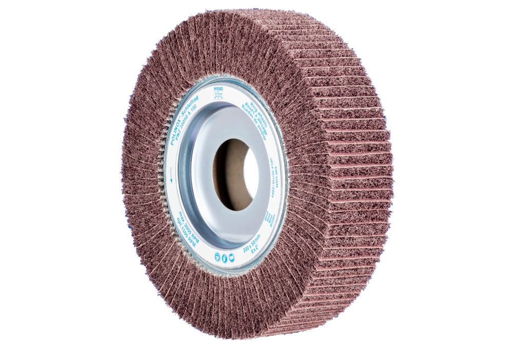 PFERD POLINOX® Unmounted Flap Wheel, 8"x 2, 1-3/4"AH, Interleaved, 100 Grit, Aluminum oxide
