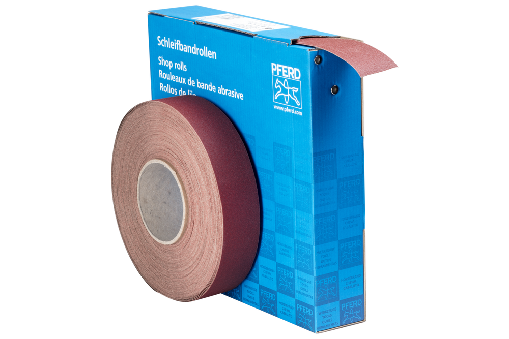 PFERD Shop Roll, Resin over Resin Heavy-Duty, 1-1/2" x 50 yards, 150 Grit, Aluminum oxide