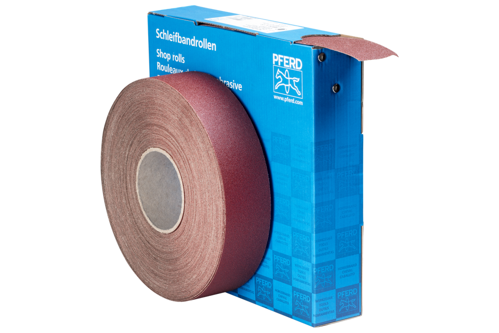 PFERD Shop Roll, Resin over Resin Heavy-Duty, 2" x 50 yards, 100 Grit, Aluminum oxide