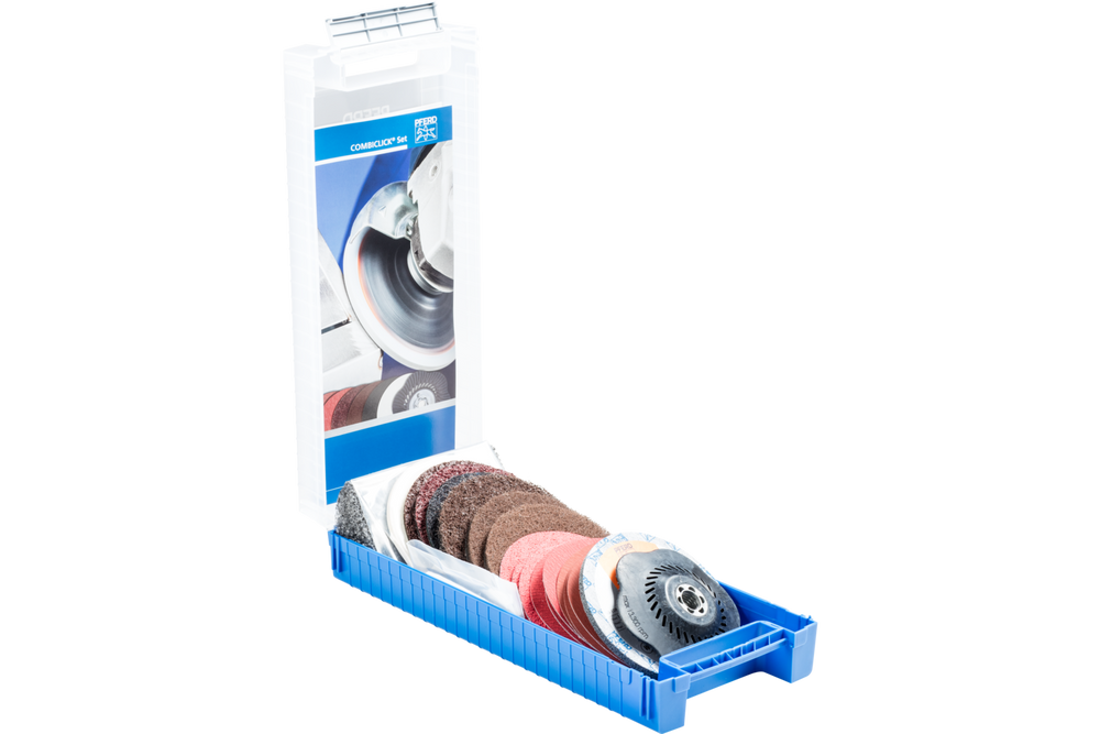 PFERD COMBICLICK® Surface Finishing Set, 5" Diameter, 5/8-11 Threaded Backing Pad