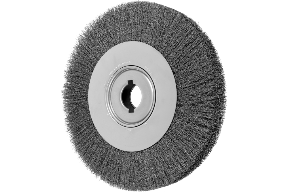 PFERD Crimped Wire Wheel Brush 15" Dia Wide Face .012 Carbon Steel 2" Keyed Arbor
