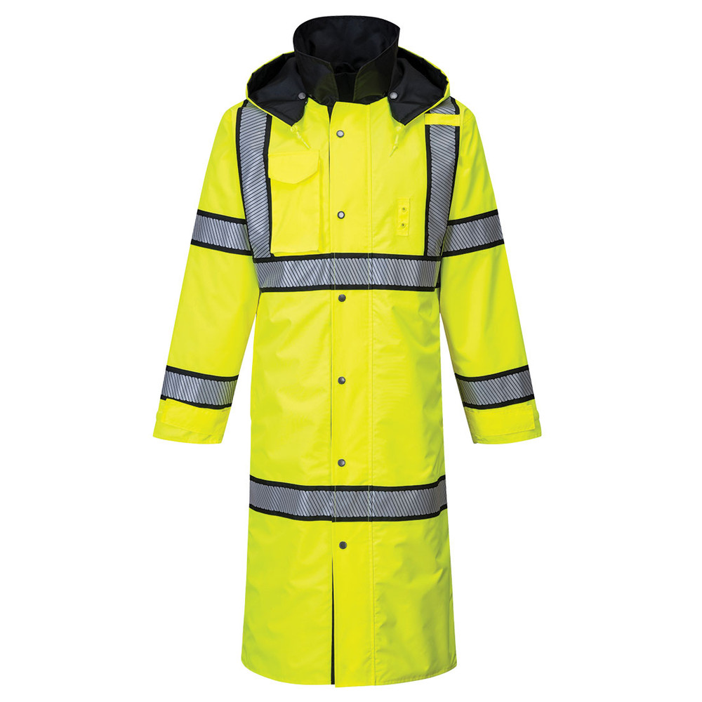 Portwest Hi-Vis Reversible Rain Coat 48" Yellow/Black