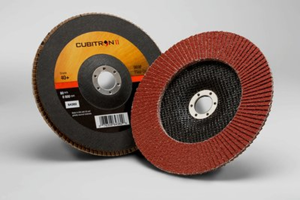 3M Cubitron II Flap Disc 969F, 40+, T27, 7 in x 7/8 in, 5 ea/Case