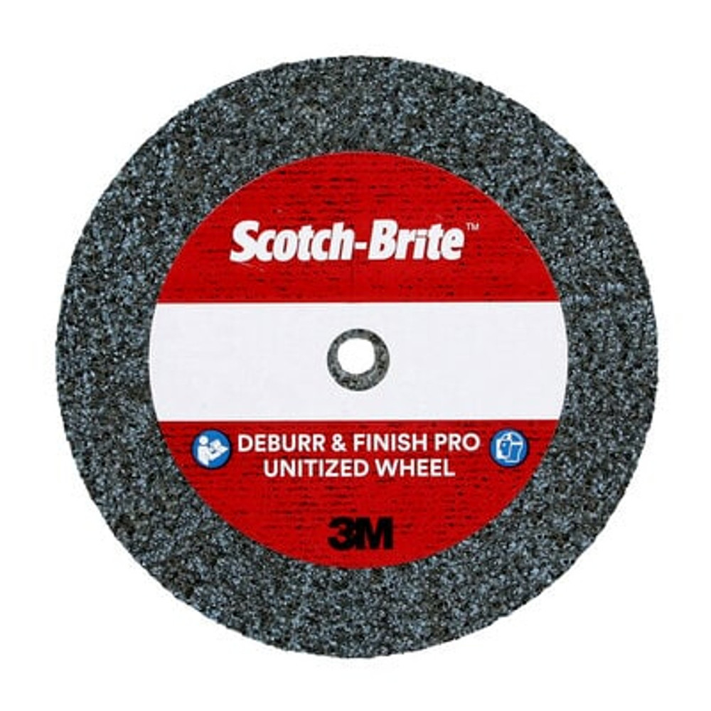 Scotch-Brite Deburr & Finish PRO Unitized Wheel, DP-UW, 8C Coarse+, 4 in x 1/8 in x 1/4 in, 60 ea/Case | 7100326525