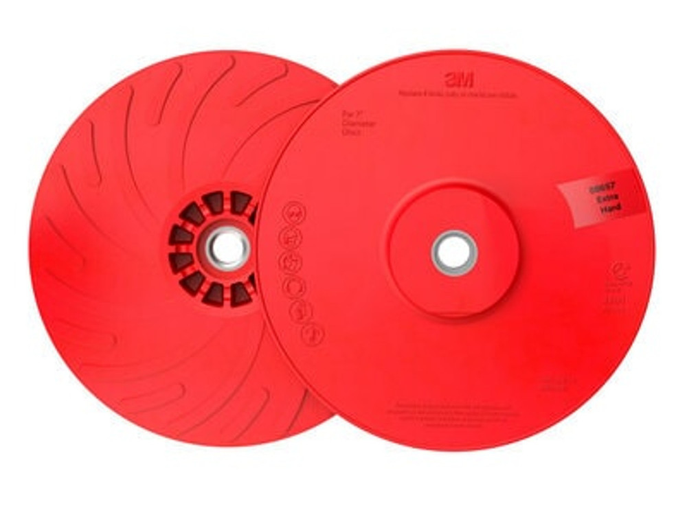 3M Disc Back-up Pad Ribbed, 11224, Extra Hard, Red, 4 in, One Piece, 10 ea/Case