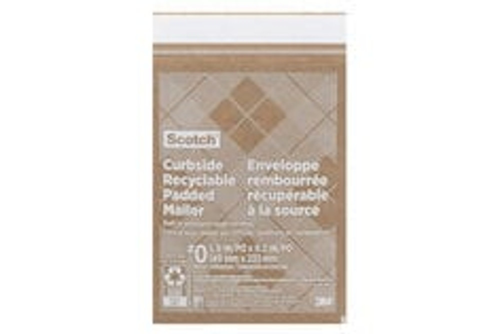 Scotch Curbside Recyclable Padded Mailer CR-2-50, 10.5 in x 9 in (266 mm x 228 mm), Size 2