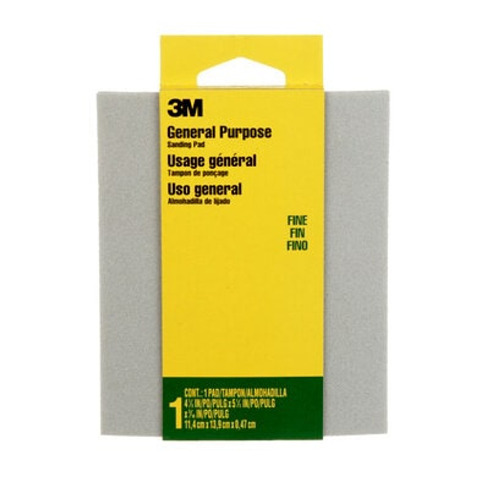 3M General Purpose Sanding Pad 917DC-NA, 4 1/2 in x 5 1/2 in x 3/16 in, Fine, 1/pk 24 pks/cs