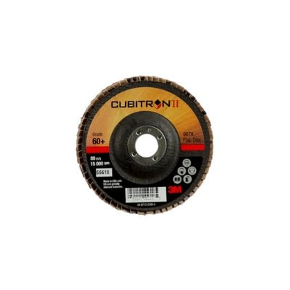 3M Cubitron II Flap Disc 967A T29 4inx5/8in 60+ Y-wt 10